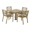 Biscayne 36" Powder Coated Steel Patio Table with 4 Chairs Set