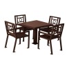 Biscayne 36" Powder Coated Steel Patio Table with 4 Chairs Set