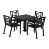 Biscayne 36" Powder Coated Steel Patio Table with 4 Chairs Set