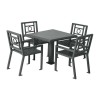 Biscayne 36" Powder Coated Steel Patio Table with 4 Chairs Set