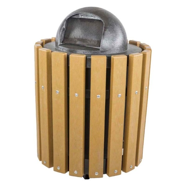 32 Gallon Recycled Plastic Trash Receptacle With Dome Top - InGround Mount