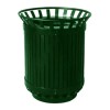 Trash Receptacle 45 Gallon With Flat Top Powder Coated Iron And Steel - Portable