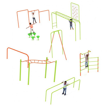 9 Piece Advanced Kids Gym Course Outdoor Exercise Stations