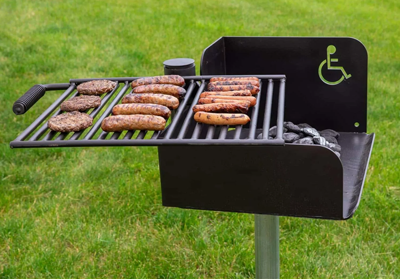 ADA Flip Grate Park Grill - 300 Sq. Inch Cooking Surface - Park Tables ...