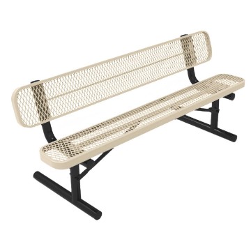 RHINO 8 Foot Rectangular Thermoplastic Metal Bench with Back - Quick Ship	
