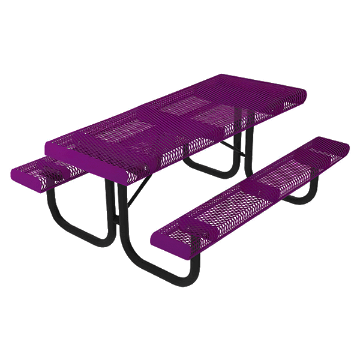 RHINO 8 Foot Rectangular Pattern Punched Steel Picnic Table - Portable