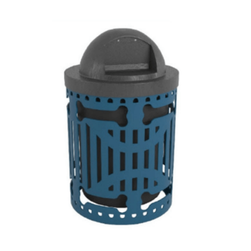 32 Gallon Classic Bones Design Trash Receptacle For Dog Parks With Plastic Dome Top And Liner Included
