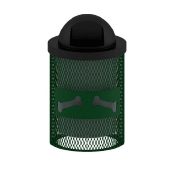 TR32-BNS - 32 Gallon Regal Bones Design Trash Receptacle For Dog Parks With Plastic Dome Top And Liner Included