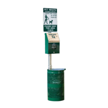 1003HPA-L - Dogipot All Aluminum Header Pak Steel Trash Pet Station With Lid - Commercial Dog Park Equipment