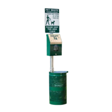 1003HP-L - Dogipot Header Pak Steel Trash Pet Station With Stainless Steel Lid - Commercial Dog Park Equipment