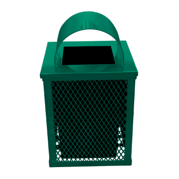 32 Gallon Square Trash Can - Plastic Coated Expanded Metal	