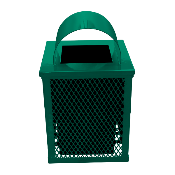 32 Gallon Square Trash Can - Plastic Coated Expanded Metal	