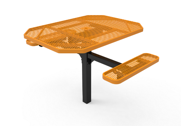 Octagon-Accessible-2-Seat-Pedestal-Table-Expanded-Metal-Inground-Mount