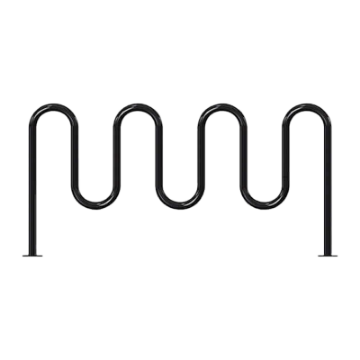 9 Space Single Wave Bike Rack - Black Powder Coated - In-ground or Surface Mount
