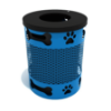 PDP004 - 32 Gallon Dog Park Paws & Bones Thermoplastic Coated Steel Expanded Trash Receptacle with Flat Top Lid - Blue