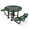 Elite Series 46" Checkerboard Game Picnic Table in Dark Green with Thermoplastic Coated Steel Top and Two Curved Attached Seats