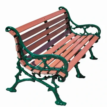Woodland Contour Bench - Wooden Slats And Metal Frame