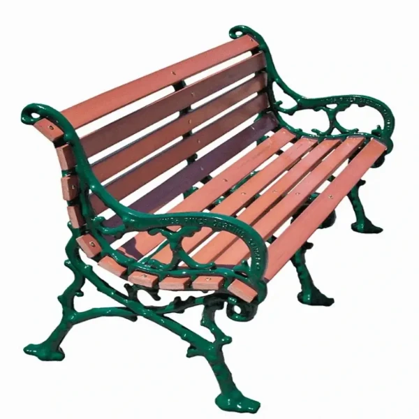 Woodland Contour Bench - Wooden Slats And Metal Frame